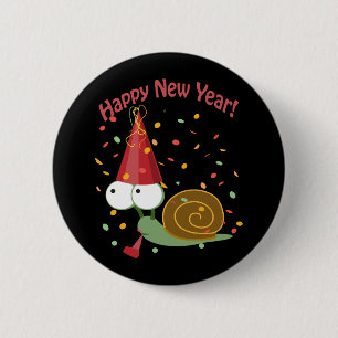 Happy new Year Snail 2 Inch Round Button