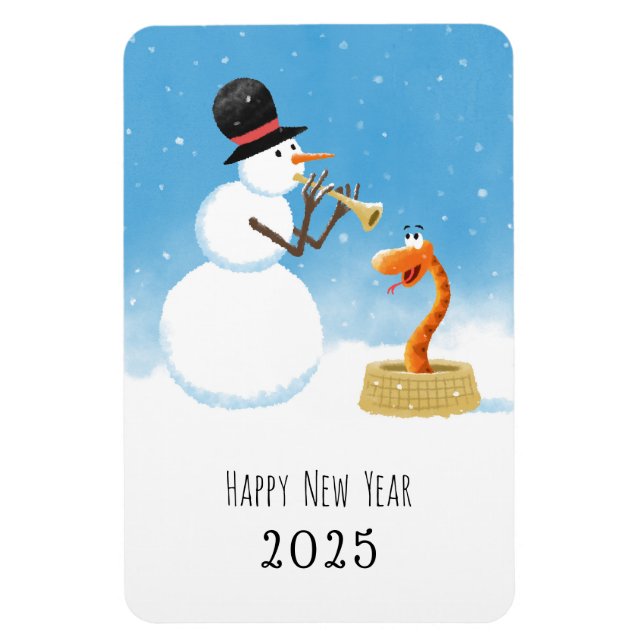 Happy New Year Snake Chinese Lunar Zodiac 2025 Magnet (Vertical)