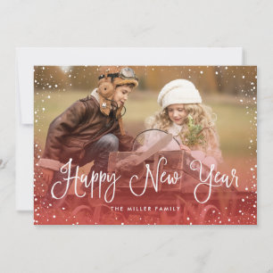 Happy New Year Snow Photo Holiday Card