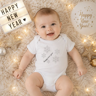 Happy New Year Snowflake Baby Bodysuit