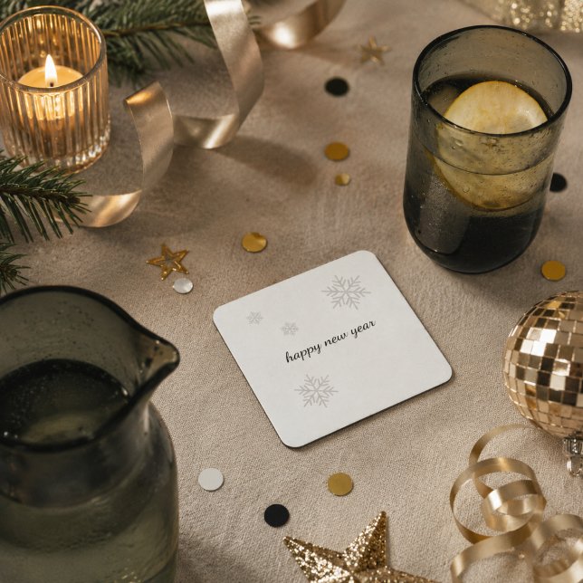 Happy New Year Snowflake Paper Coaster (Creator Uploaded)