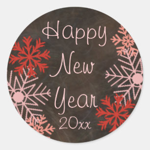 Happy New Year Snowflakes Stickers - change year