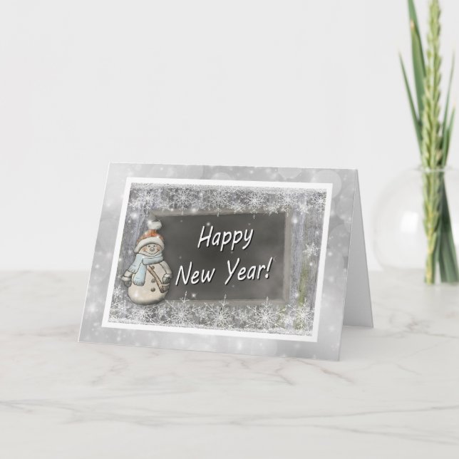 Happy New Year Snowman Card (Front)
