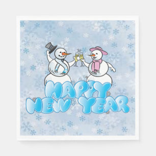 Happy New Year Snowman Napkin