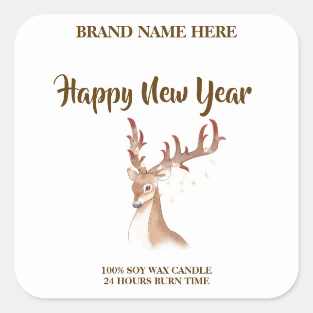 Happy New Year Sophisticated New Year Candle Label (Front)