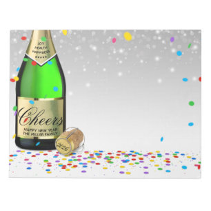 Happy New Year Sparkling Wine Bottle 2025 Notepad
