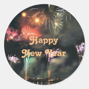 Happy New Year, Spectacular Fireworks  Classic Round Sticker