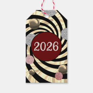Happy New Year, spirals and bubbles Gift Tags