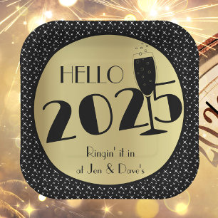 Happy New Year Square Paper Plate