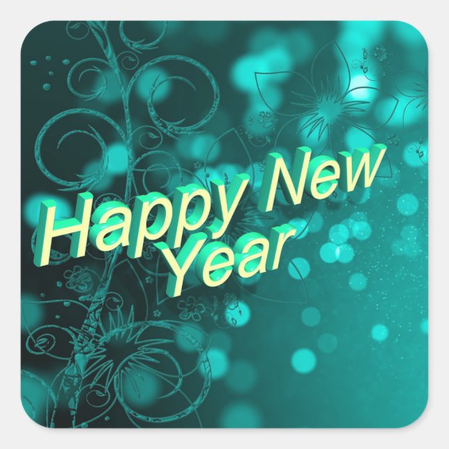 Happy New Year square sticker (Devant)