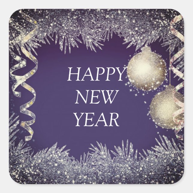 Happy New Year Square Sticker (Front)