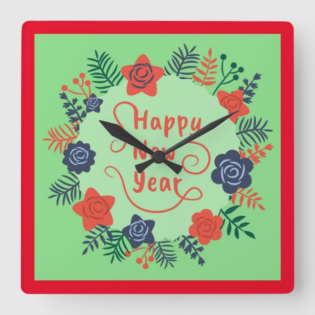 HAPPY NEW YEAR  SQUARE WALL CLOCK (Front)