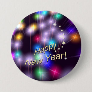 Happy New Year Star Lights 3 Inch Round Button