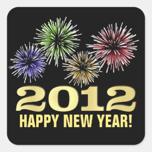 Happy New Year Stickers - 2012 with Fireworks