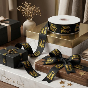 Happy New Year Stylish Graphic Satin Ribbon Design