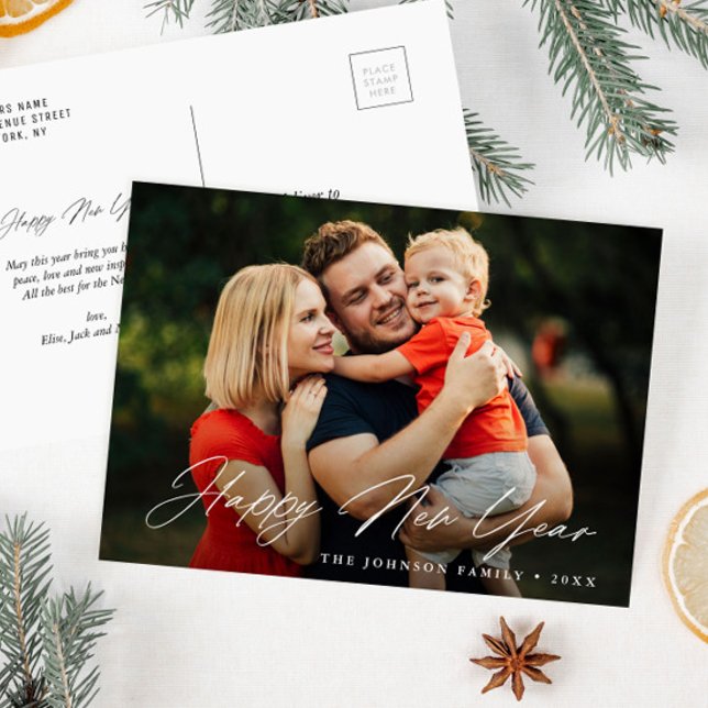 HAPPY NEW YEAR | stylish script greeting card (Creator Uploaded)