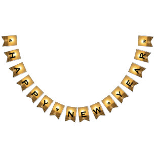 Happy New Year (Sunset) Personalize Bunting Flags