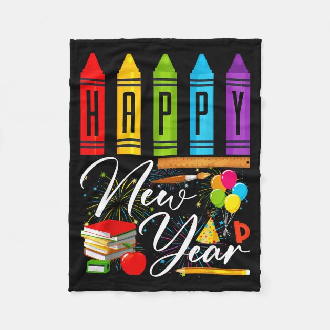 Happy New Year Teacher Fireworks New Years Eve Par Fleece Blanket (Front)