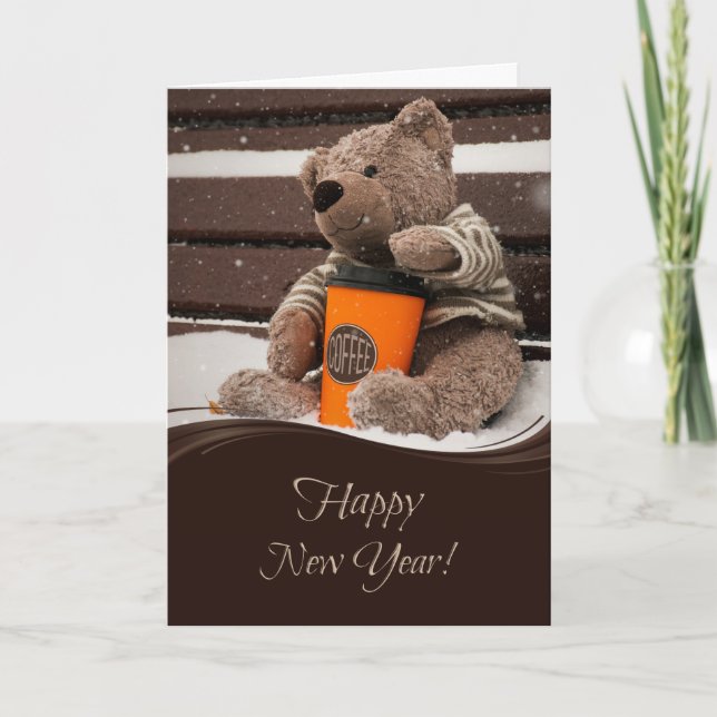 Happy New Year. Teddy Bear. Holiday Card (Front)