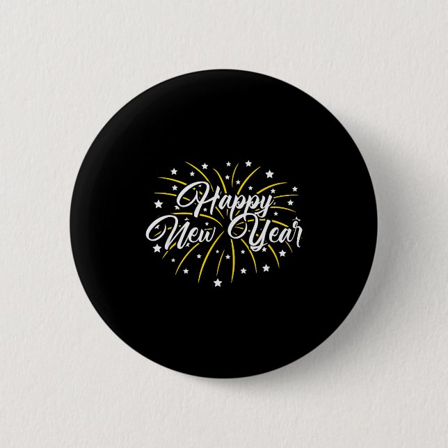 Happy New Year Tee Uni-kids Black Small  2 Inch Round Button (Front)