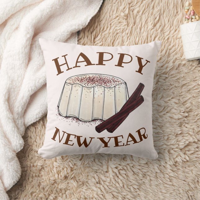 Happy New Year Tembleque Puerto Rican Pudding Throw Pillow (Blanket)