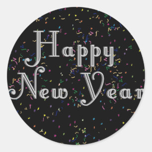 Happy New Year Text Design Classic Round Sticker