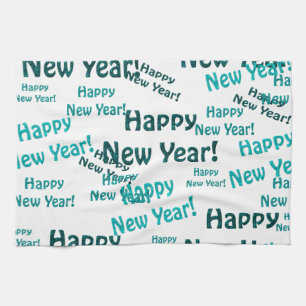 happy new year text kitchen towel