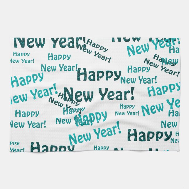 happy new year text kitchen towel (Horizontal)