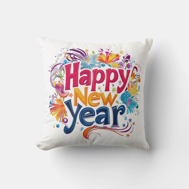Happy New Year Throw Pillow (Front)
