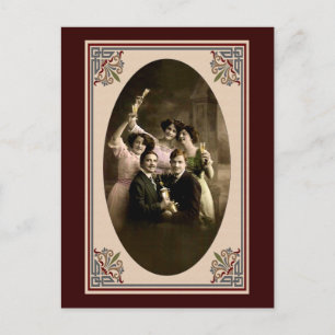 Happy New Year Toast Holiday Postcard