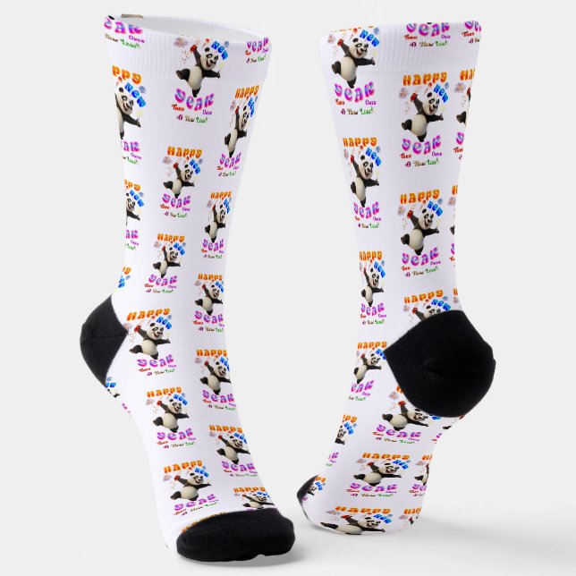 Happy New Year Turn Over A New Leaf Socks (Angled)