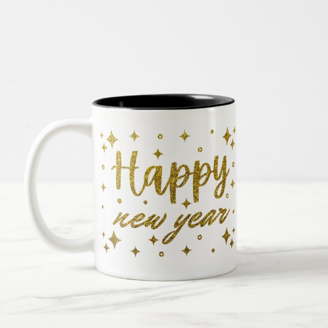 Happy New Year Two-Tone Coffee Mug (Left)