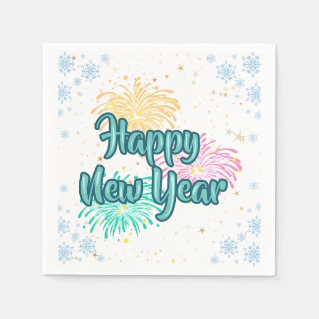 Happy New Year Typography Celebration Napkin (Front)