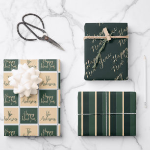 Happy New Year Typography Minimal Wrapping Paper Sheet