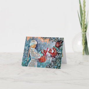 Happy New Year Vintage Nature Greeting Card