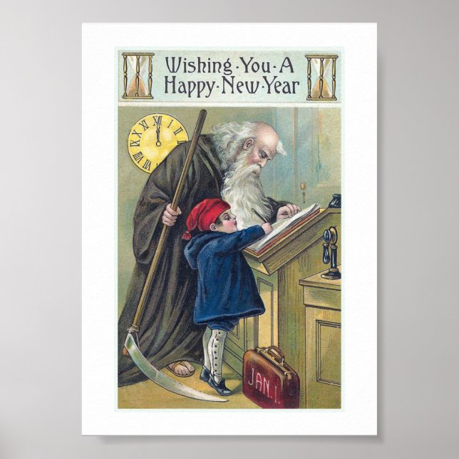 "Happy New Year" Vintage Poster (Front)