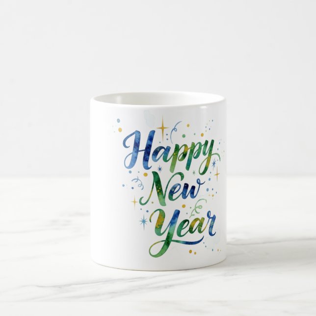 Happy New Year Watercolor Coffee Mug (Center)