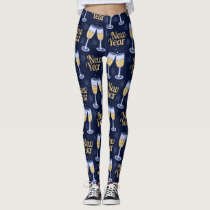 HAPPY NEW YEAR & WINE CHRISTMAS CUSTOM MONOGRAM LEGGINGS