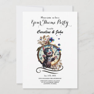 Happy New Year wish you the cute kitten.  Invitation