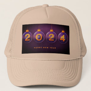 Happy New Year Wishes 2024 Bulbs Images Khaki-Cap Trucker Hat