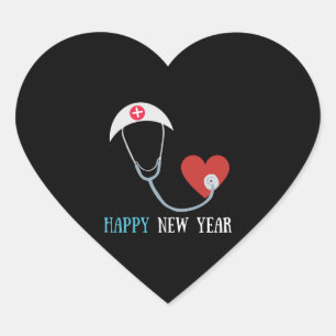 Happy new year wishes for nurse meme Doctor day Heart Sticker