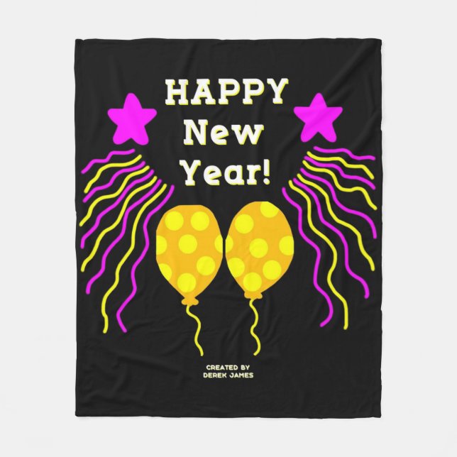 Happy New Year Wishes Medium Fleece Blanket (Front)