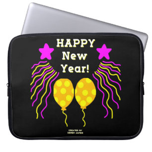 Happy New Year Wishes Neoprene Laptop Sleeve