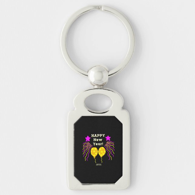 Happy New Year Wishes Rectangle Keychain (Front)