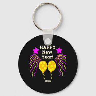 Happy New Year Wishes Round Button Keychain