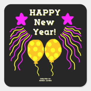 Happy New Year Wishes Square Sticker