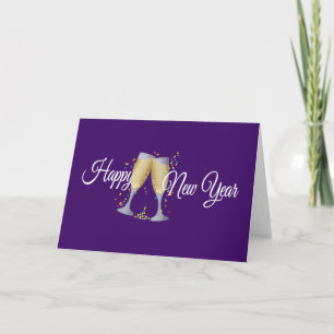 Happy New Year with Champagne & Confetti Card