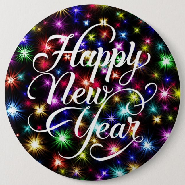 Happy New Year with Fireworks Background-23756 6 Inch Round Button (Front)