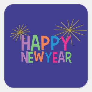 Happy New Year with Fireworks Sticker