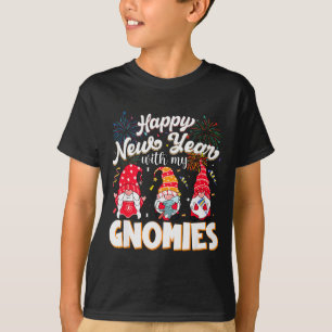 Happy New Year With My Gnomies Fireworks Kids Men  T-Shirt